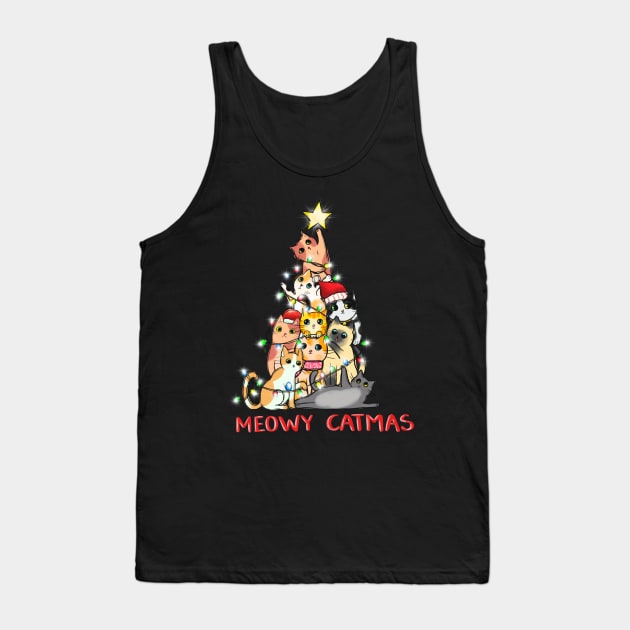 Christmas Tree Cat Tank Top by frondorfelda